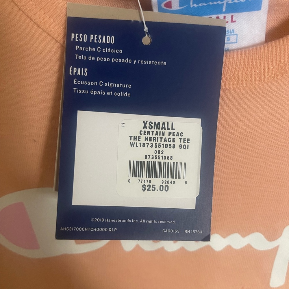 Peach-colored Champion Tee